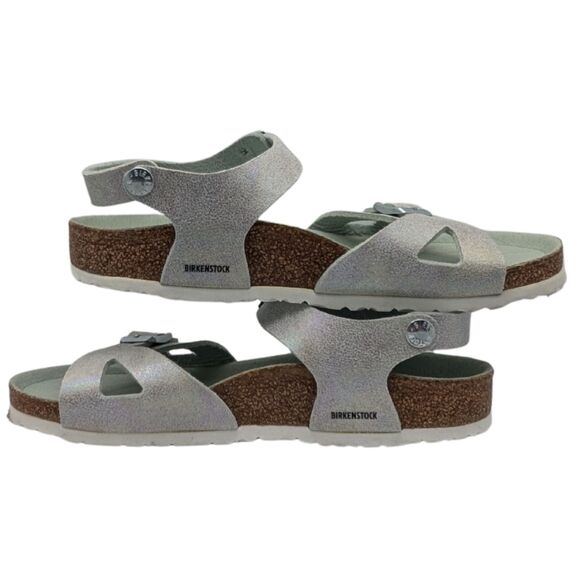Birkenstock Rio Kids Shimmer Silver Sandals Size Kids 34 / Big Kids 3-3.5 - Picture 4 of 8